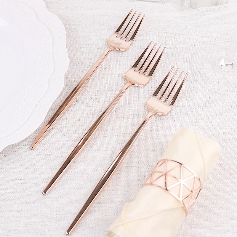 24 pcs 8" Blush Heavy Duty Plastic Forks - Disposable Tableware