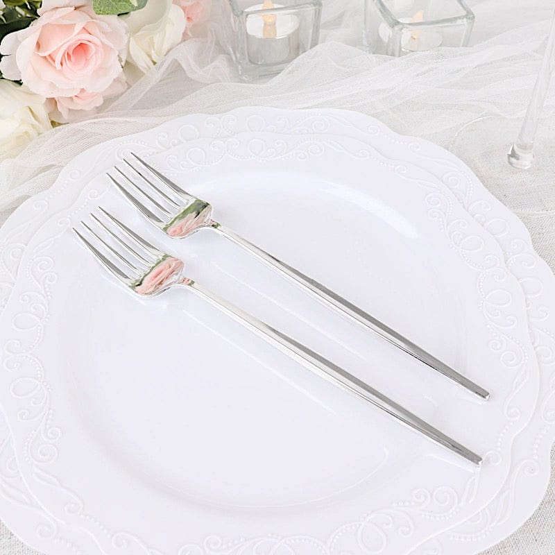 24 pcs 8" Blush Heavy Duty Plastic Forks - Disposable Tableware
