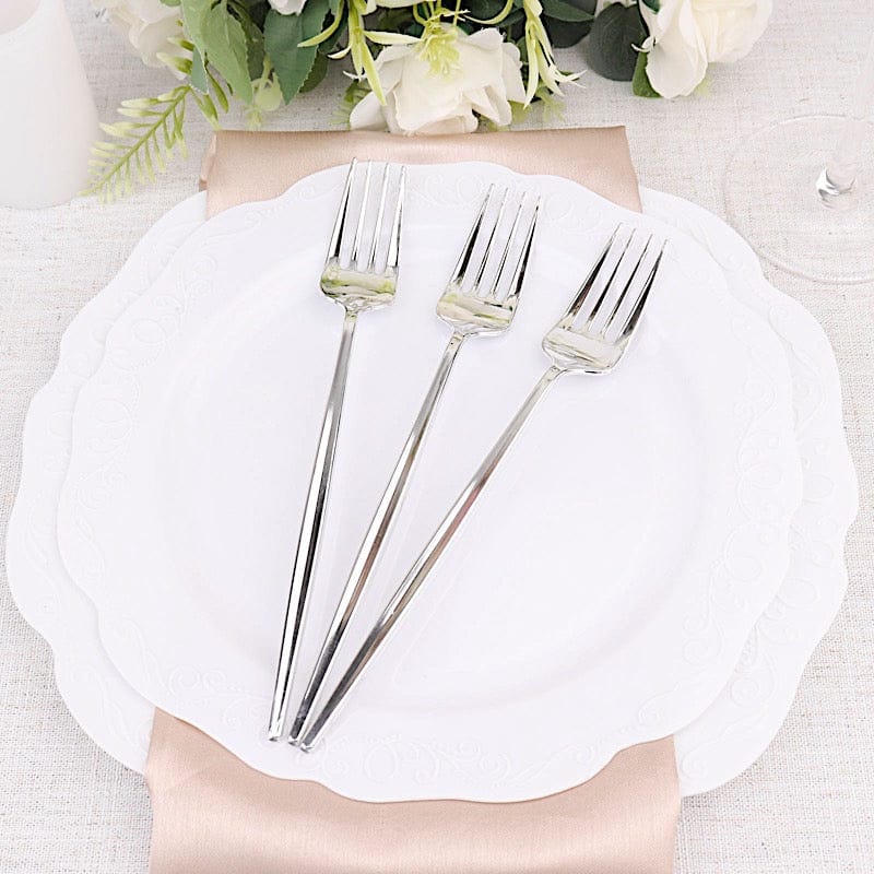 24 pcs 8" Blush Heavy Duty Plastic Forks - Disposable Tableware