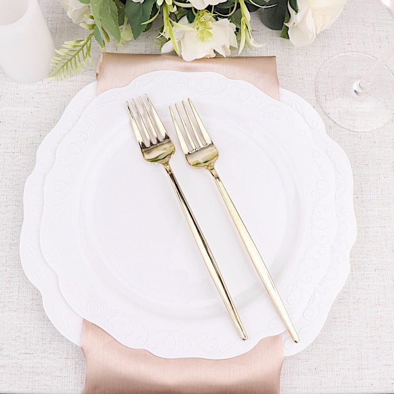24 pcs 8" Blush Heavy Duty Plastic Forks - Disposable Tableware