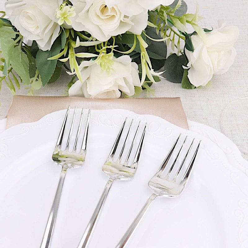 24 pcs 8" Blush Heavy Duty Plastic Forks - Disposable Tableware