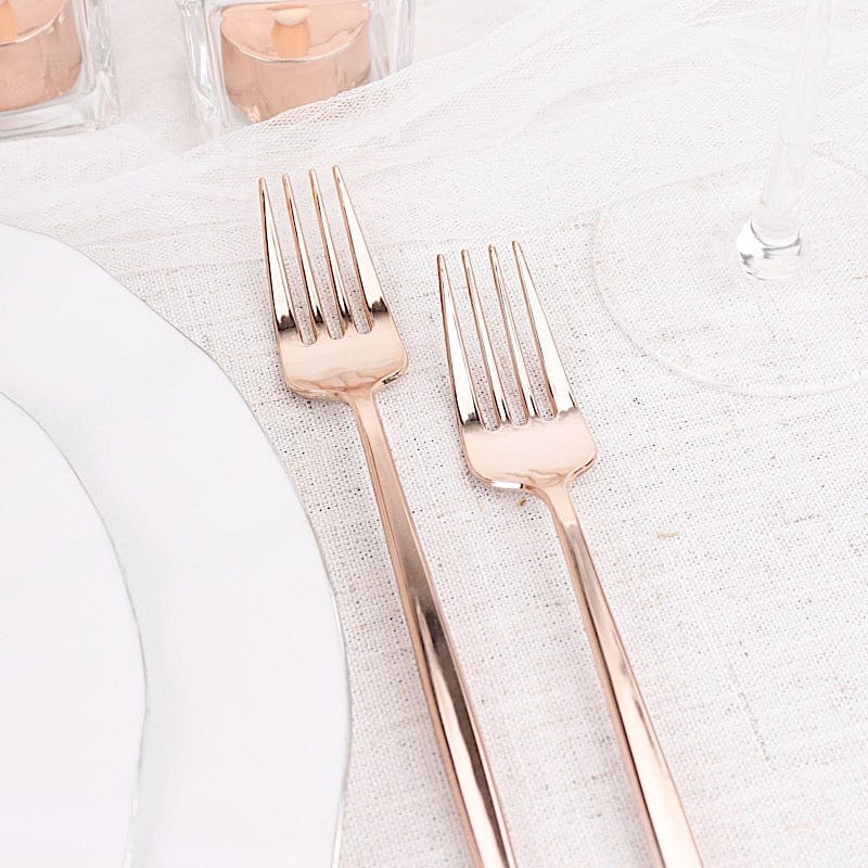 24 pcs 8" Blush Heavy Duty Plastic Forks - Disposable Tableware