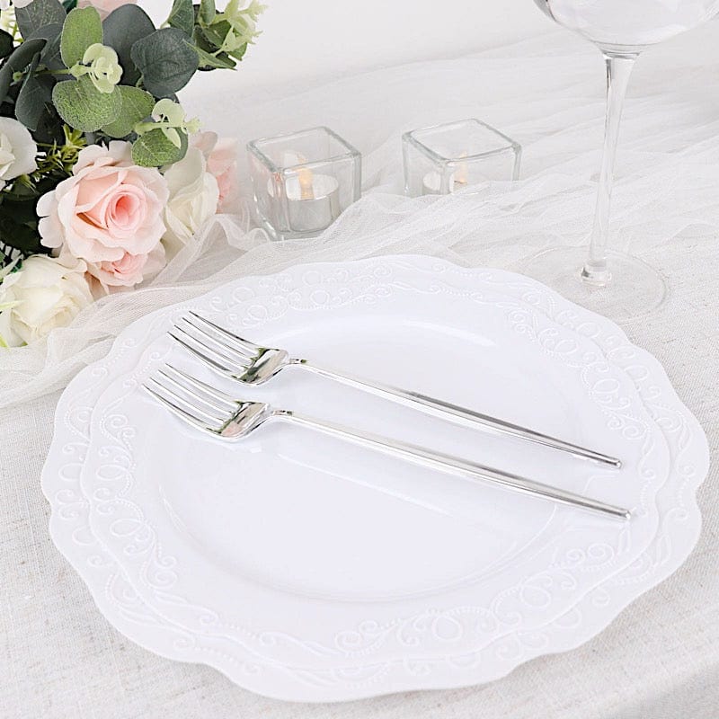 24 pcs 8" Blush Heavy Duty Plastic Forks - Disposable Tableware