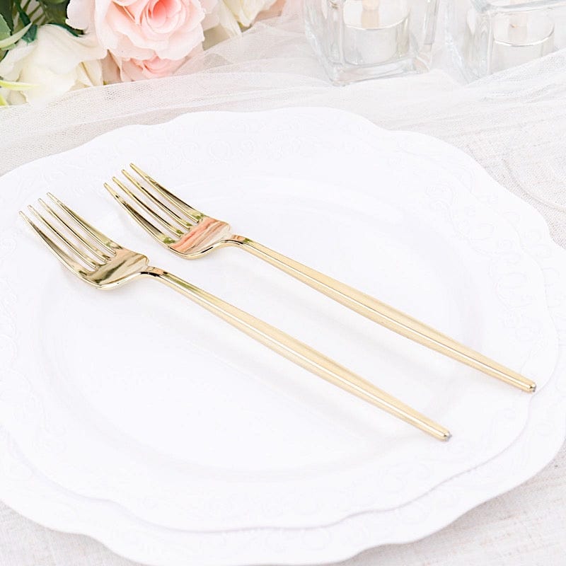24 pcs 8" Blush Heavy Duty Plastic Forks - Disposable Tableware