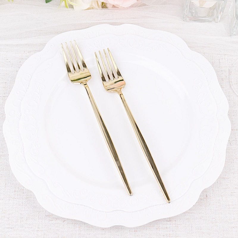 24 pcs 8" Blush Heavy Duty Plastic Forks - Disposable Tableware