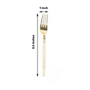 24 pcs 8" Clear and Gold Glittered Plastic Forks - Disposable Tableware DSP_YF0013_8_GOLD