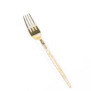 24 pcs 8" Clear and Gold Glittered Plastic Forks - Disposable Tableware DSP_YF0013_8_GOLD