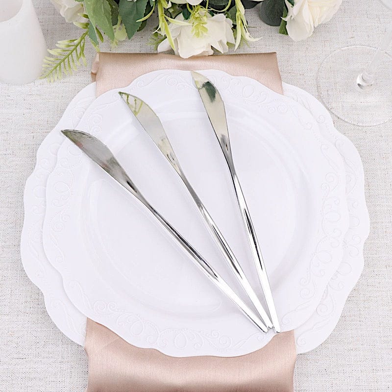 24 pcs 8" Heavy Duty Plastic Forks Knives Spoons - Disposable Tableware