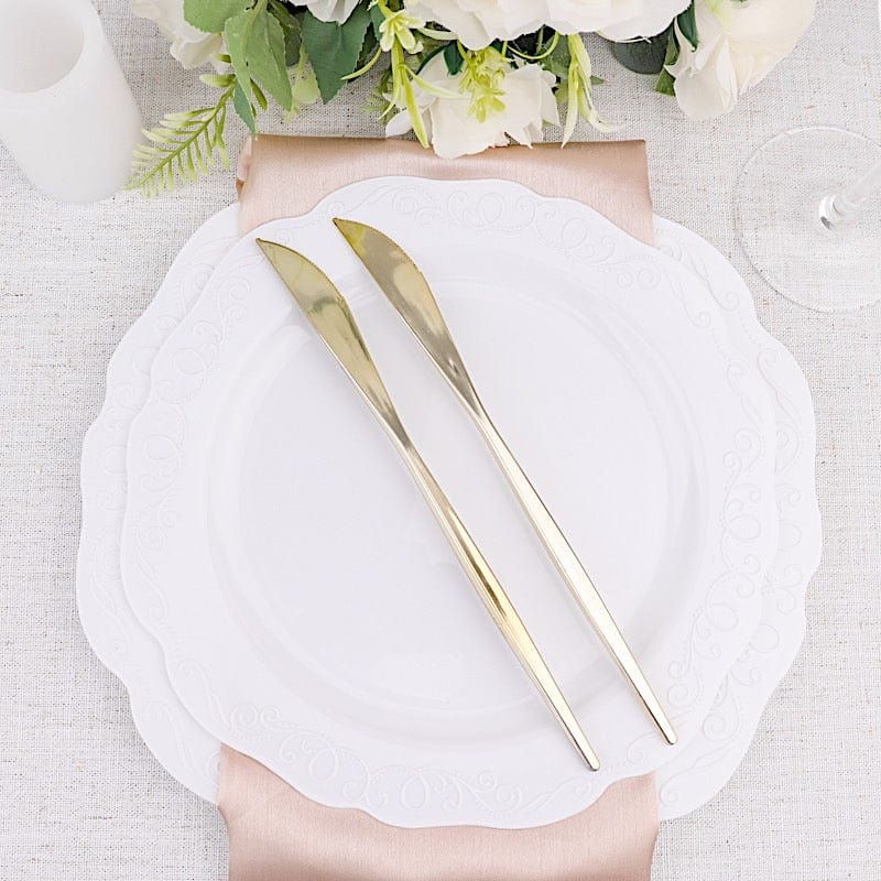 24 pcs 8" Heavy Duty Plastic Forks Knives Spoons - Disposable Tableware