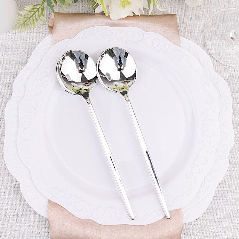 24 pcs 8" Heavy Duty Plastic Forks Knives Spoons - Disposable Tableware