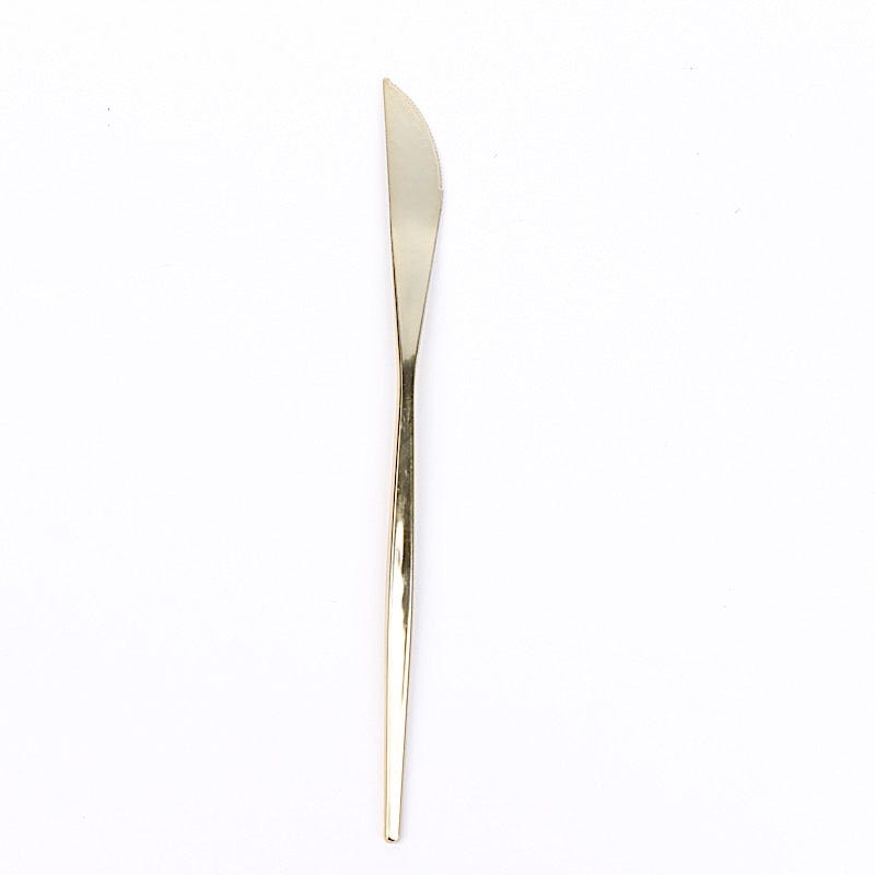 24 pcs 8" Heavy Duty Plastic Forks Knives Spoons - Disposable Tableware DSP_YK0012_8_GOLD