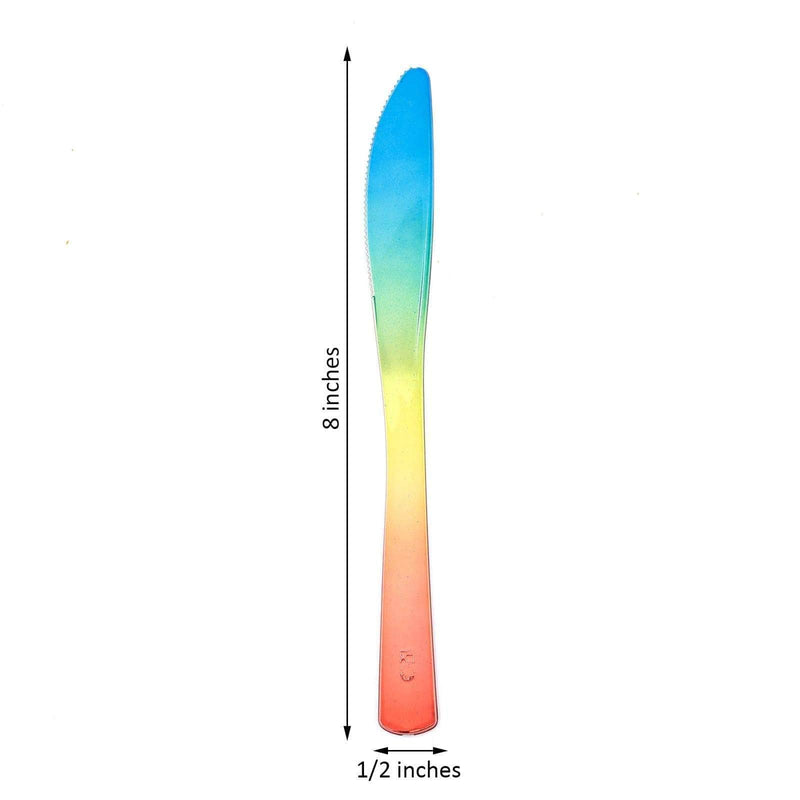 24 pcs 8" long Ombre Red Blue Yellow Plastic Knives - Disposable Tableware DSP_YK0003_7_OMRB