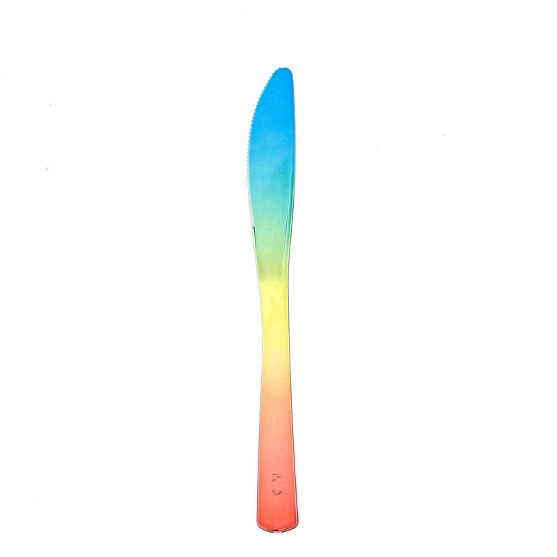 24 pcs 8" long Ombre Red Blue Yellow Plastic Knives - Disposable Tableware DSP_YK0003_7_OMRB