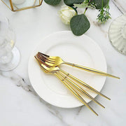 24 pcs 8" Metallic Plastic Forks Knives Spoons - Disposable Tableware
