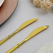 24 pcs 8" Metallic Plastic Forks Knives Spoons - Disposable Tableware