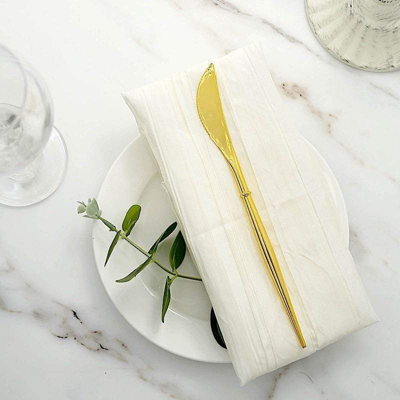 24 pcs 8" Metallic Plastic Forks Knives Spoons - Disposable Tableware