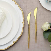 24 pcs 8" Metallic Plastic Forks Knives Spoons - Disposable Tableware