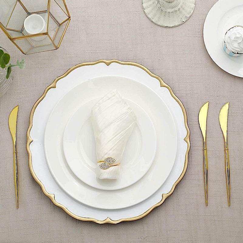 24 pcs 8" Metallic Plastic Forks Knives Spoons - Disposable Tableware