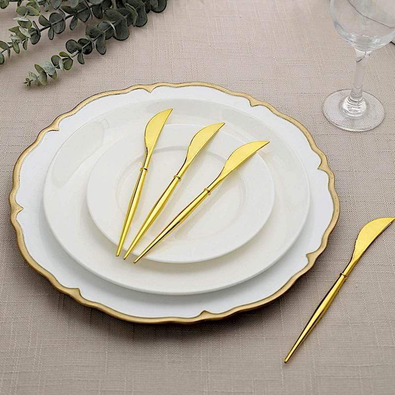 24 pcs 8" Metallic Plastic Forks Knives Spoons - Disposable Tableware