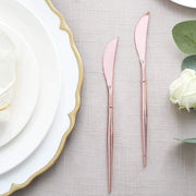 24 pcs 8" Metallic Plastic Forks Knives Spoons - Disposable Tableware