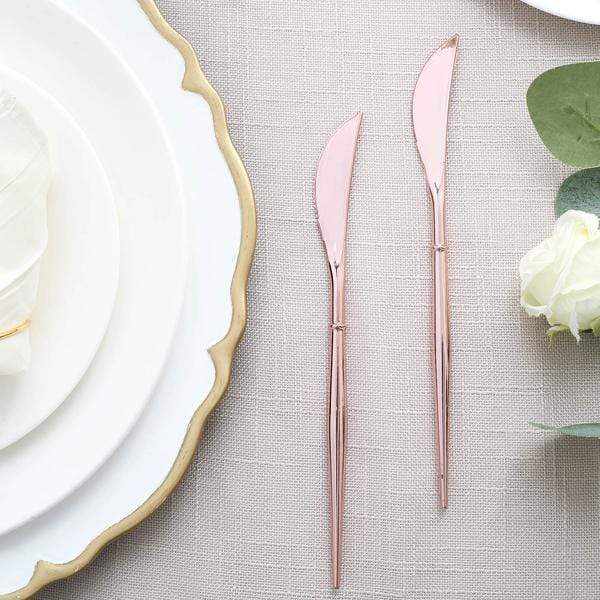 24 pcs 8" Metallic Plastic Forks Knives Spoons - Disposable Tableware