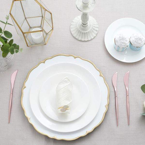 24 pcs 8" Metallic Plastic Forks Knives Spoons - Disposable Tableware