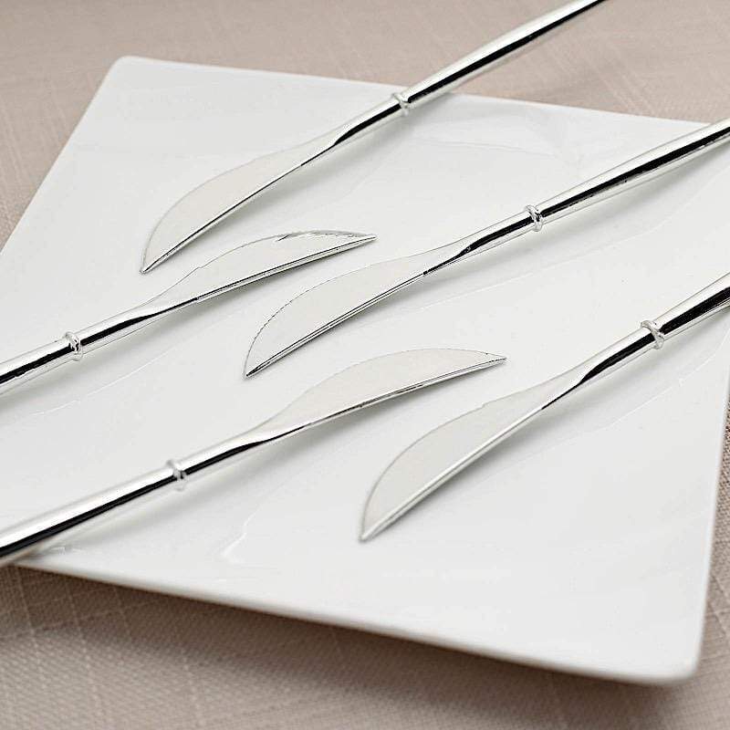 24 pcs 8" Metallic Plastic Forks Knives Spoons - Disposable Tableware