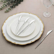 24 pcs 8" Metallic Plastic Forks Knives Spoons - Disposable Tableware