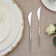 24 pcs 8" Metallic Plastic Forks Knives Spoons - Disposable Tableware