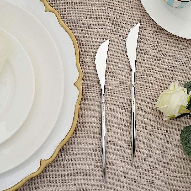 24 pcs 8" Metallic Plastic Forks Knives Spoons - Disposable Tableware