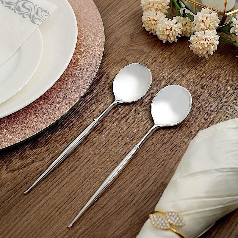 24 pcs 8" Metallic Plastic Forks Knives Spoons - Disposable Tableware