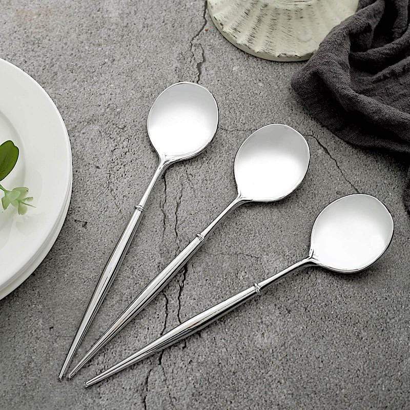 24 pcs 8" Metallic Plastic Forks Knives Spoons - Disposable Tableware