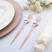 24 pcs 8" Metallic Plastic Forks Knives Spoons - Disposable Tableware