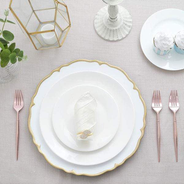 24 pcs 8" Metallic Plastic Forks Knives Spoons - Disposable Tableware