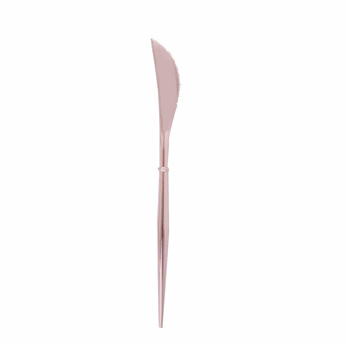24 pcs 8" Metallic Plastic Forks Knives Spoons - Disposable Tableware DSP_YK0010_8_RG_RG