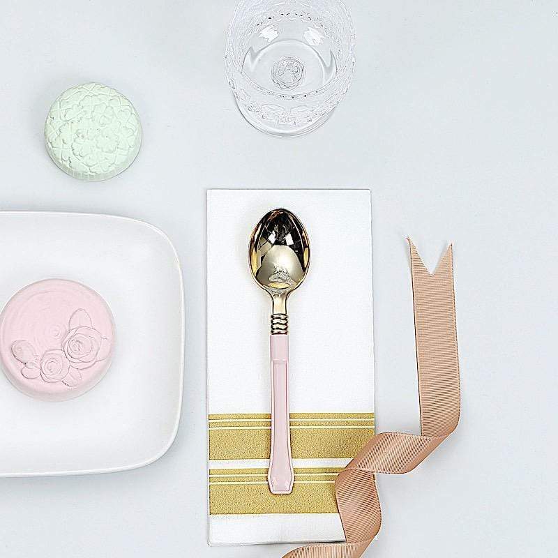 24 pcs Metallic Forks Knives Spoons with Handle - Disposable Tableware