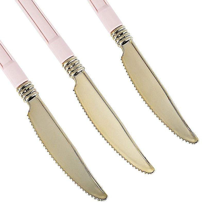 24 pcs Metallic Forks Knives Spoons with Handle - Disposable Tableware