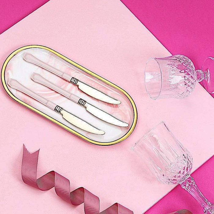 24 pcs Metallic Forks Knives Spoons with Handle - Disposable Tableware