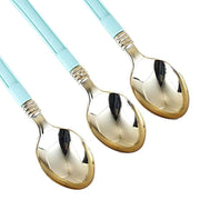 24 pcs Metallic Forks Knives Spoons with Handle - Disposable Tableware