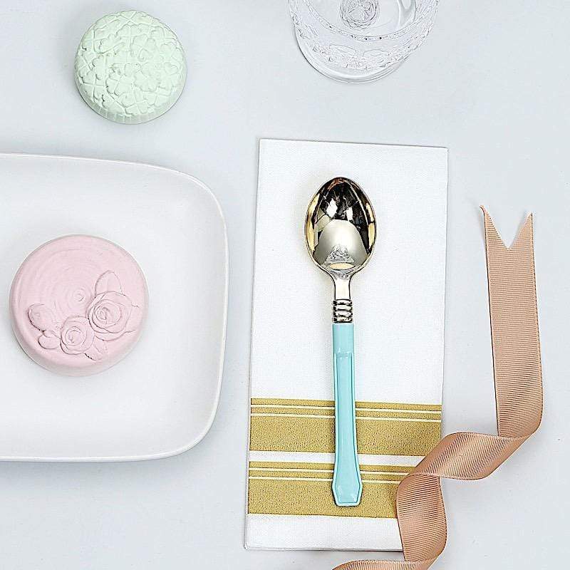 24 pcs Metallic Forks Knives Spoons with Handle - Disposable Tableware