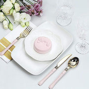 24 pcs Metallic Forks Knives Spoons with Handle - Disposable Tableware