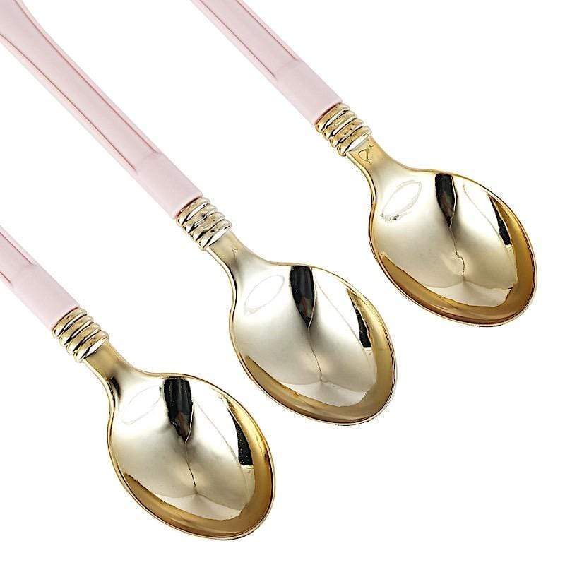 24 pcs Metallic Forks Knives Spoons with Handle - Disposable Tableware