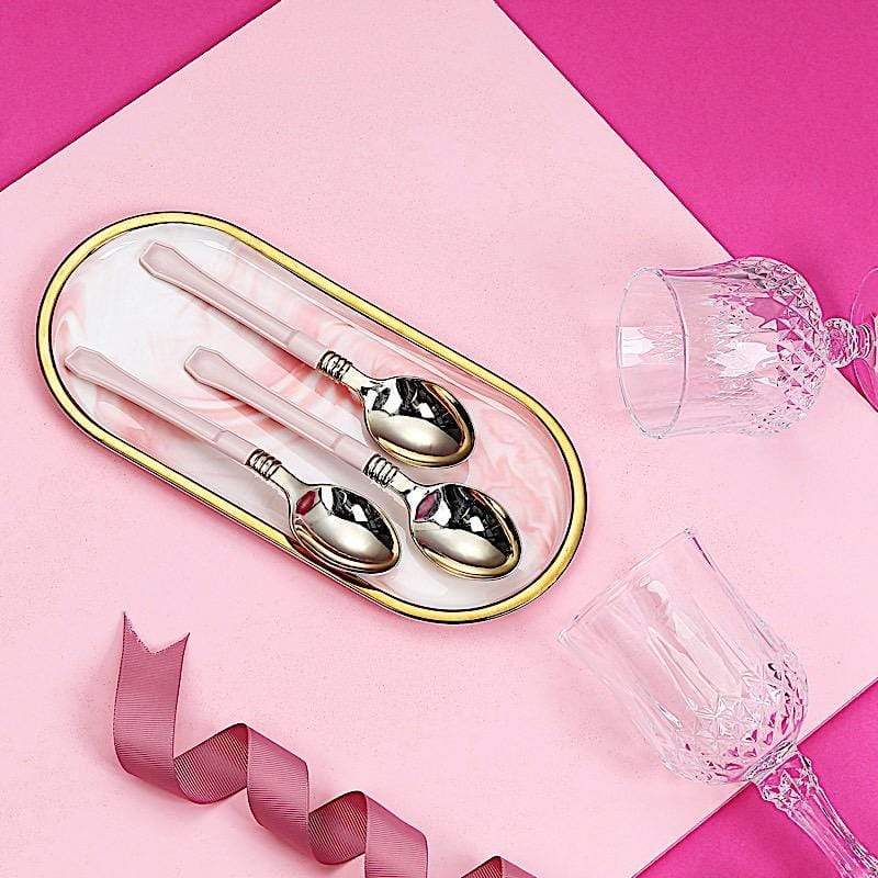 24 pcs Metallic Forks Knives Spoons with Handle - Disposable Tableware
