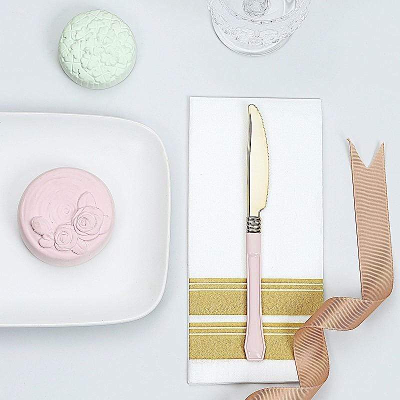 24 pcs Metallic Forks Knives Spoons with Handle - Disposable Tableware