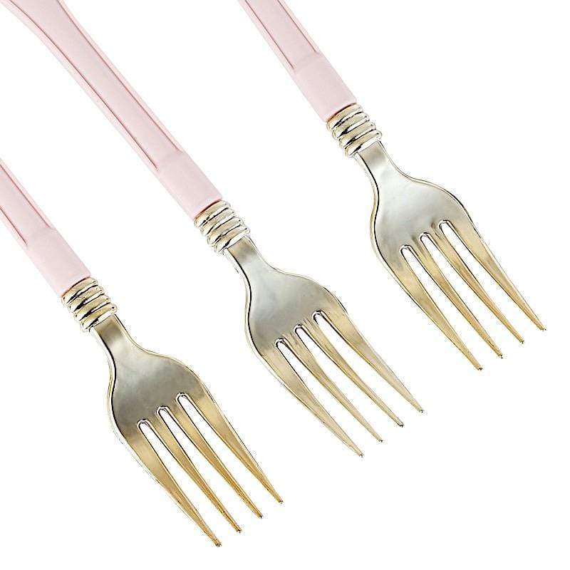 24 pcs Metallic Forks Knives Spoons with Handle - Disposable Tableware