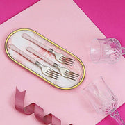 24 pcs Metallic Forks Knives Spoons with Handle - Disposable Tableware