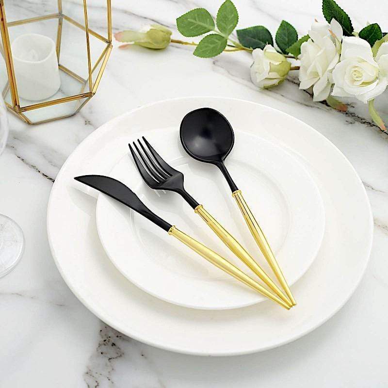 24 pcs Plastic Cutlery Spoon Fork Knife Set - Disposable Tableware
