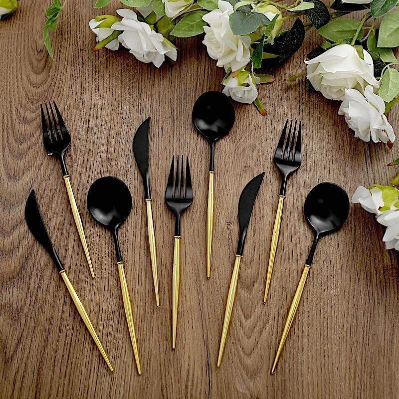 24 pcs Plastic Cutlery Spoon Fork Knife Set - Disposable Tableware