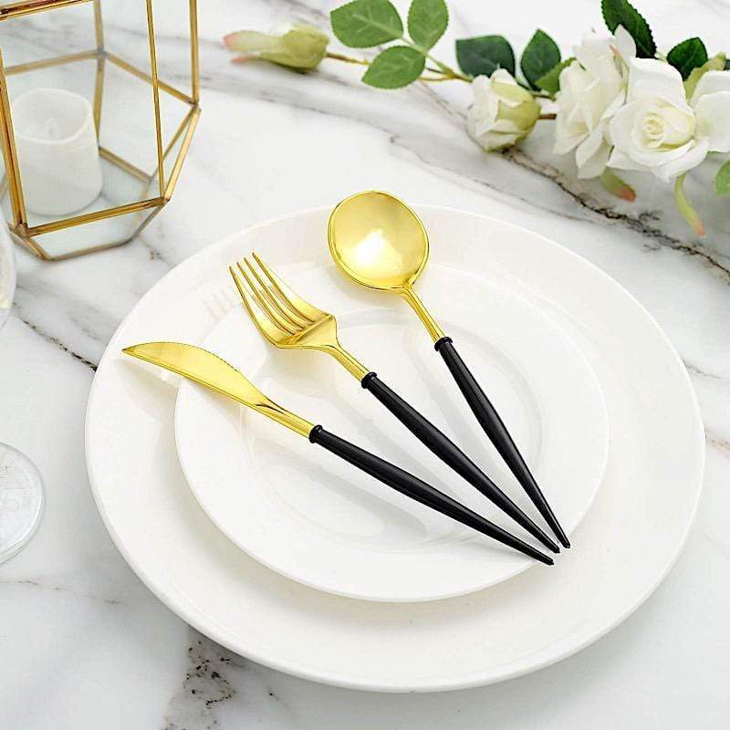 24 pcs Plastic Cutlery Spoon Fork Knife Set - Disposable Tableware