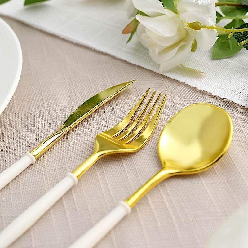 24 pcs Plastic Cutlery Spoon Fork Knife Set - Disposable Tableware